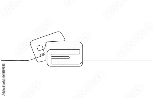 continuous line credit card line art vector, Credit Card one line drawing. Finance, business, and banking theme