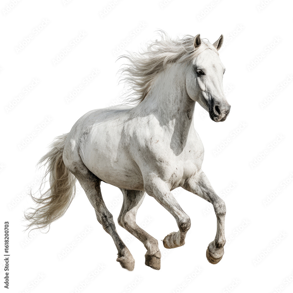 Fototapeta premium White horse in dynamic gallop