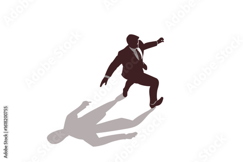 Silhouette of a business man tripping and falling over