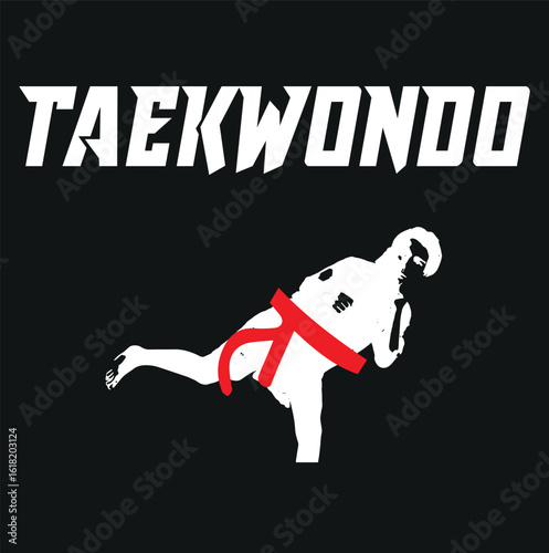 Taekwondo vector background, banner, poster. One continuous line art drawing illustration of taekwondo spor