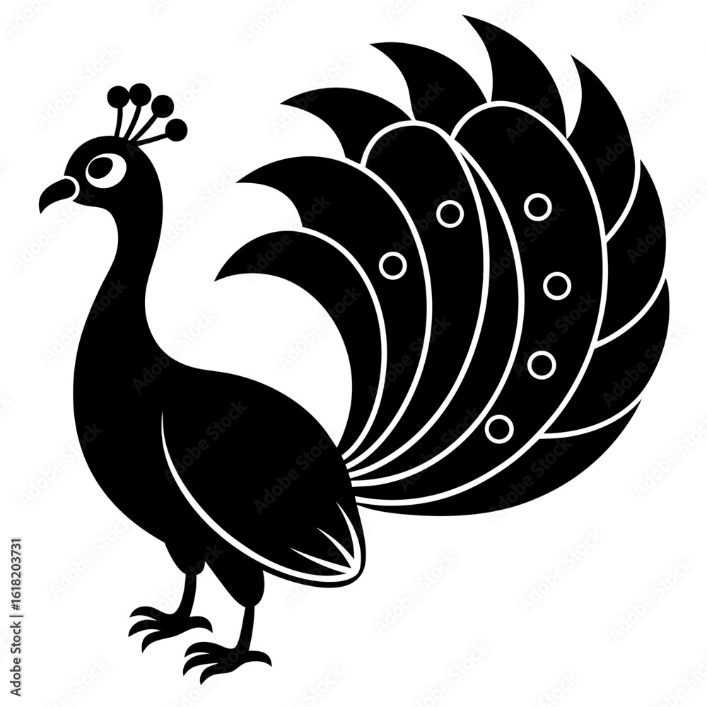 Fototapeta premium Majestic Peacock Vector Logo Clean Minimal Bird Silhouette for Luxury Branding & Artworks