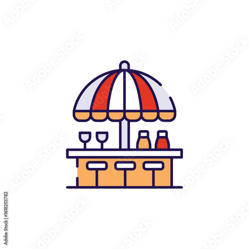 Beach Bar icon design with white background stock illustration