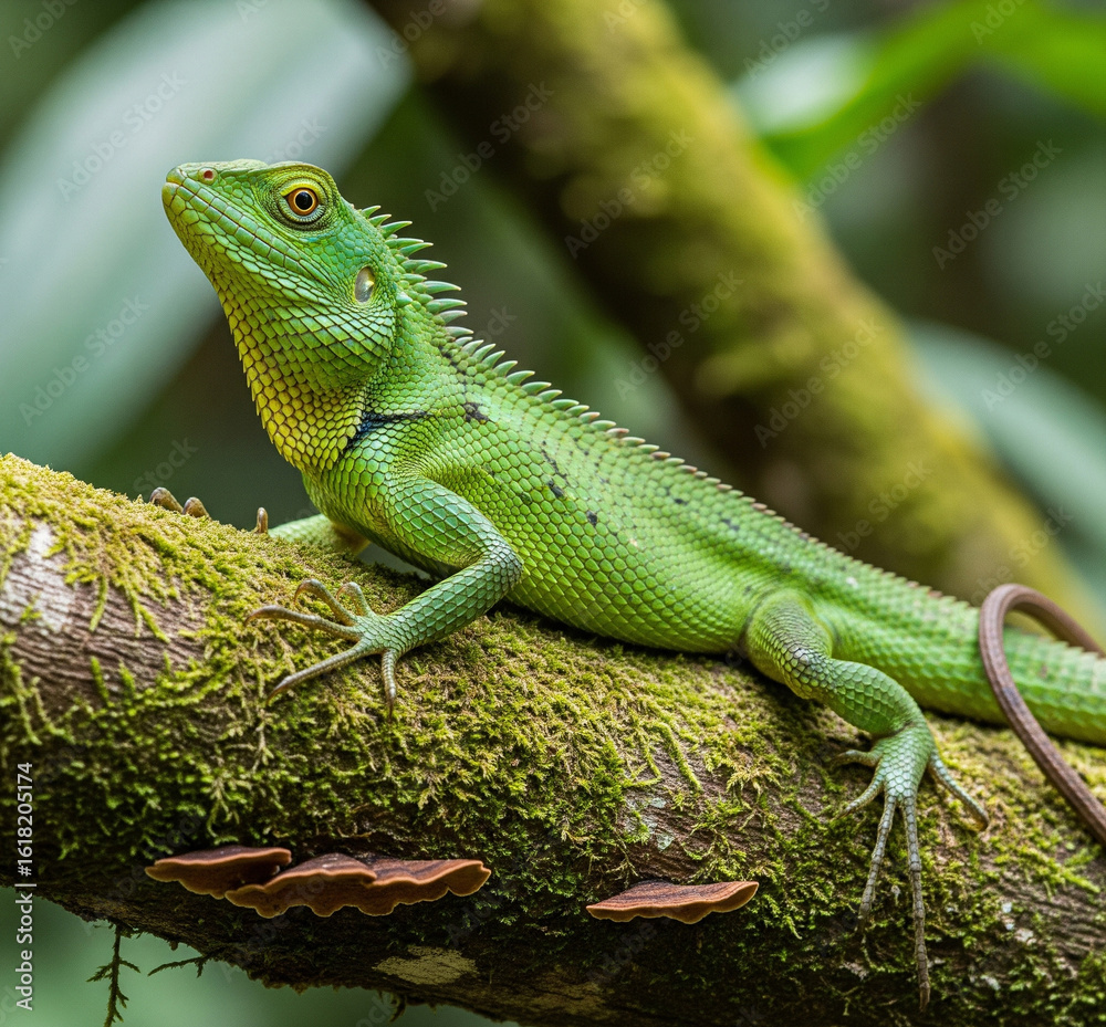 Fototapeta premium green lizard on a branch