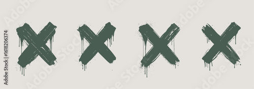 Green Grunge X Symbols with Organic Textures for Urban Poster Design and Earthy Alternative Graphics

