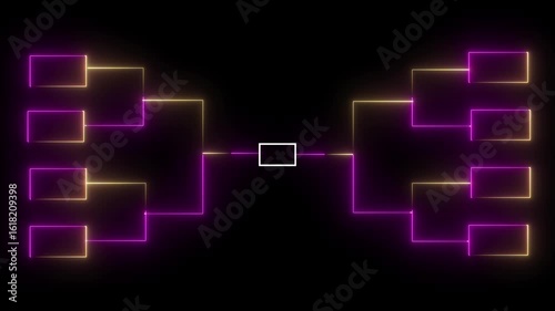 Neon Glowing Tournament Bracket Animation on Dark Background for Team Championship Schedule