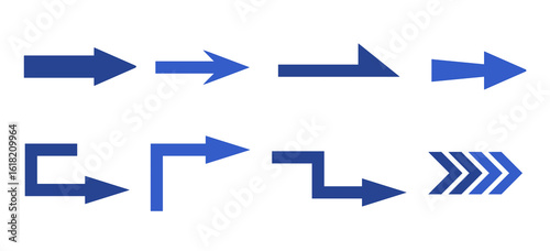 シンプルなブルーの矢印セット