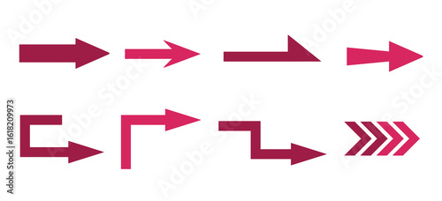 シンプルなレッドの矢印セット