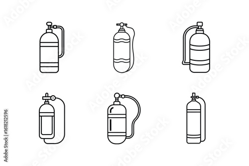 scuba tank icon line art vector illustration