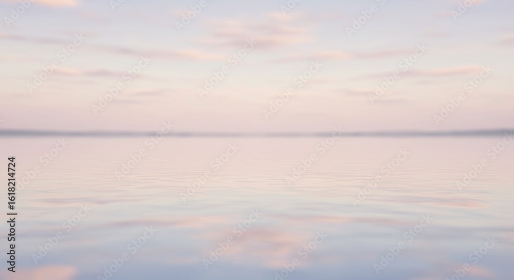 Fototapeta premium Serene Sunset Reflection on Calm Water: A Dreamy Pastel Landscape