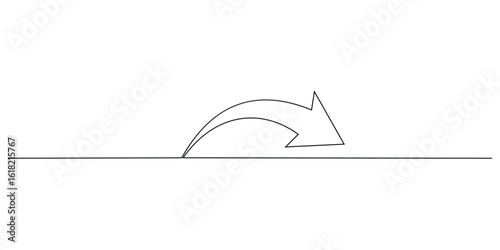 Continuous Line Drawing of Arrow. ne line Arrow pointing right, abstract line art illustration