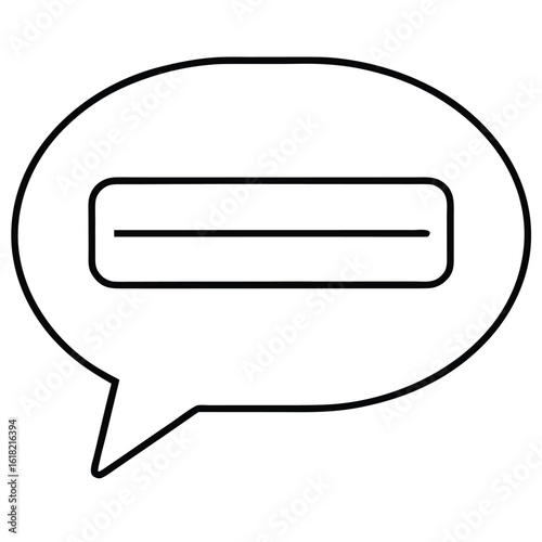 Vector art of a simple speech bubble icon with a minus symbol representing negative feedback or disagreement
