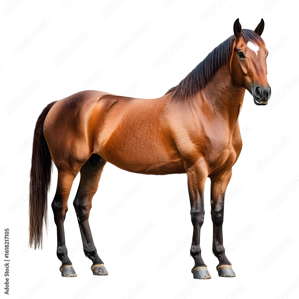 Obraz premium Majestic Brown Horse Isolated in Realistic Photo