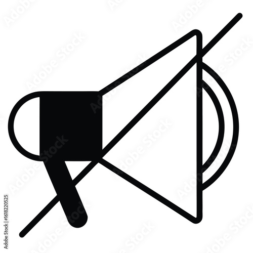 Vector art of an icon representing a muted speaker, indicating silence or the absence of sound output