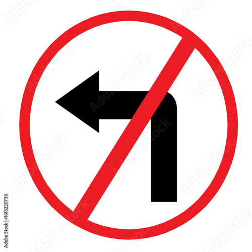left turn prohibited traffic sign symbol.eps