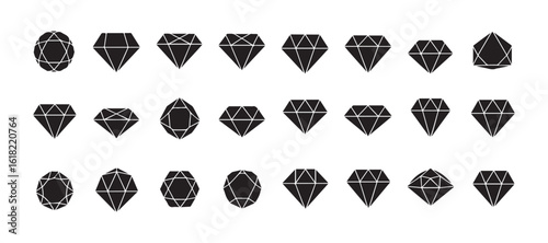 Set of Diamond Icons, a design aspect, symbolizing the triumph of wealth and fameSet of Diamond Icons, a design aspect, symbolizing the triumph of wealth and fame