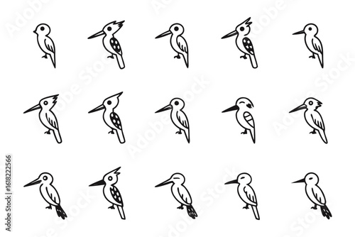 Bird Sketch Compilation: A curated collection of minimalist bird sketches, offering versatility for design or educational purposes. 