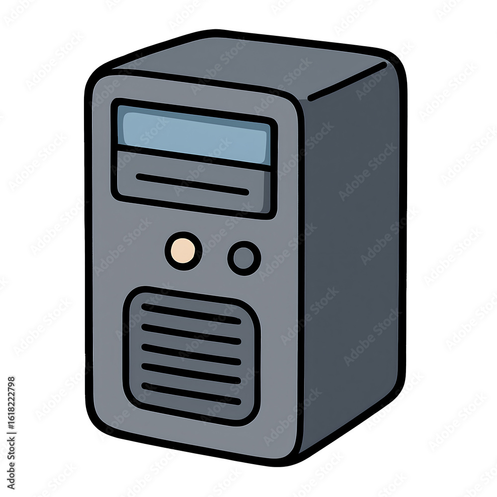 Fototapeta premium Cartoon Computer CPU Tower