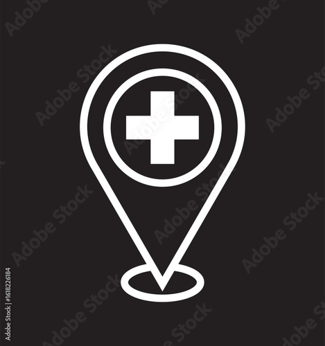 Hospital sign icons set. filled and line illustration. Hospital sign icon vector outline set illustration sign. Medical location point icon vector sign