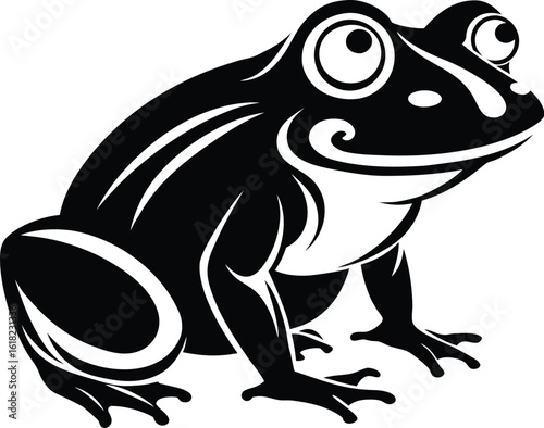 Frog silhouette, imple frog icon, flat amphibian vector, modern animal shape, clean outline design