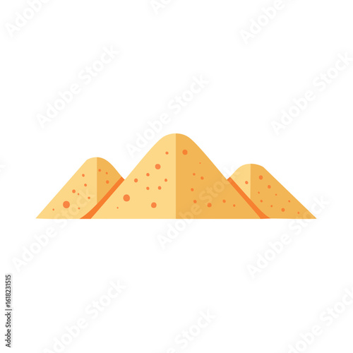 Minimalist flat desert sand dunes icon with soft shadows on transparent background. generative AI