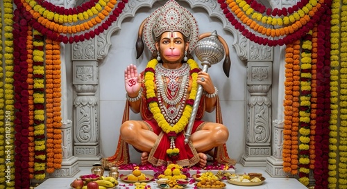 Hanuman statue hindu god india deity hinduism temple religious worship spirituality culture art