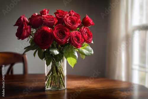 Wallpaper Mural Red Roses in a Vase, Romantic Bouquet Torontodigital.ca