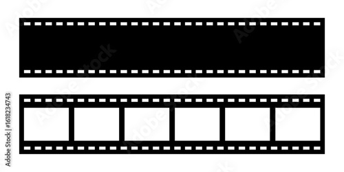 Film strip design in a seamless vector style, displayed over a white background with alpha channel support.