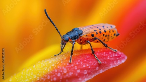 Close-up of a vibrant insect on a flower petal (2)