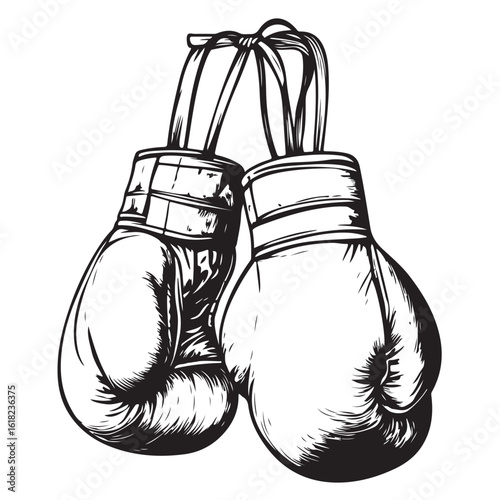 Set of the hanging boxing gloves vector on white background. element for logo, label, emblem, sign, poster. illustration 