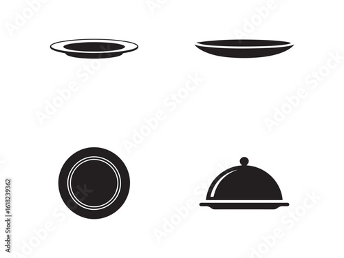 Simple Black and White Restaurant Serving Icons
