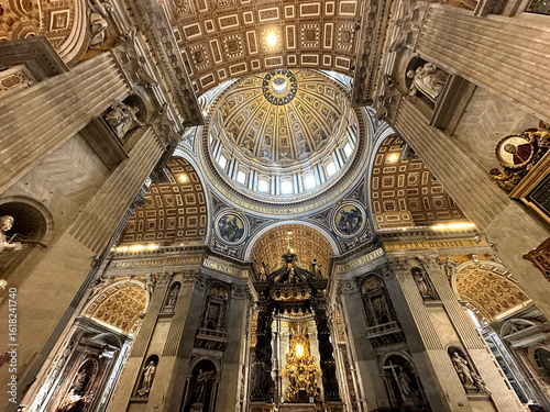 VATICAN, ROME, ITALY  July 11, 2025: Beautiful sculpture of Saint Veronica on the background of altar of the famous St Peter's Basilica during Church services. Masterpiece by Francesco Mochi. Europe.