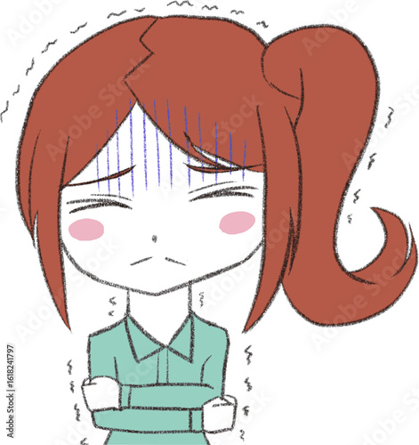 デフォルメ作業着女子　寒い