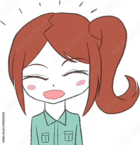 デフォルメ作業着女子　笑顔