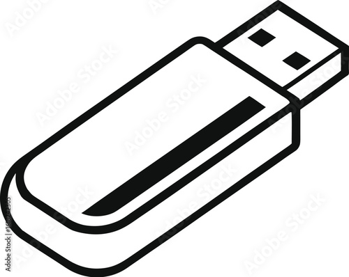  USB flash drive icon, storage device icon, memory stick silhouette, portable data vector, digital storage symbol
