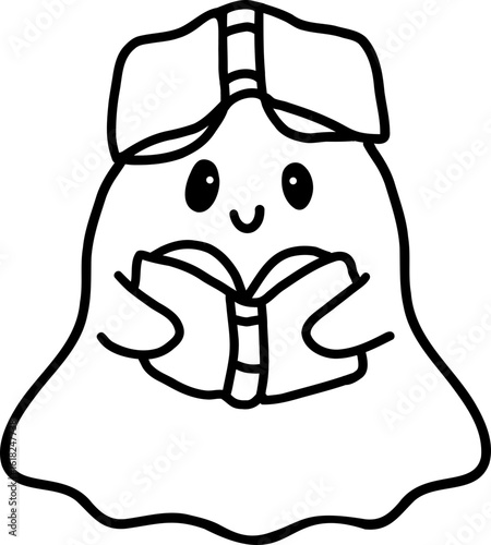 Halloween Ghost reading Bookish ghost Reading book vibes Trendy bookish png Book lover clipart Halloween gift Vector Illustrator