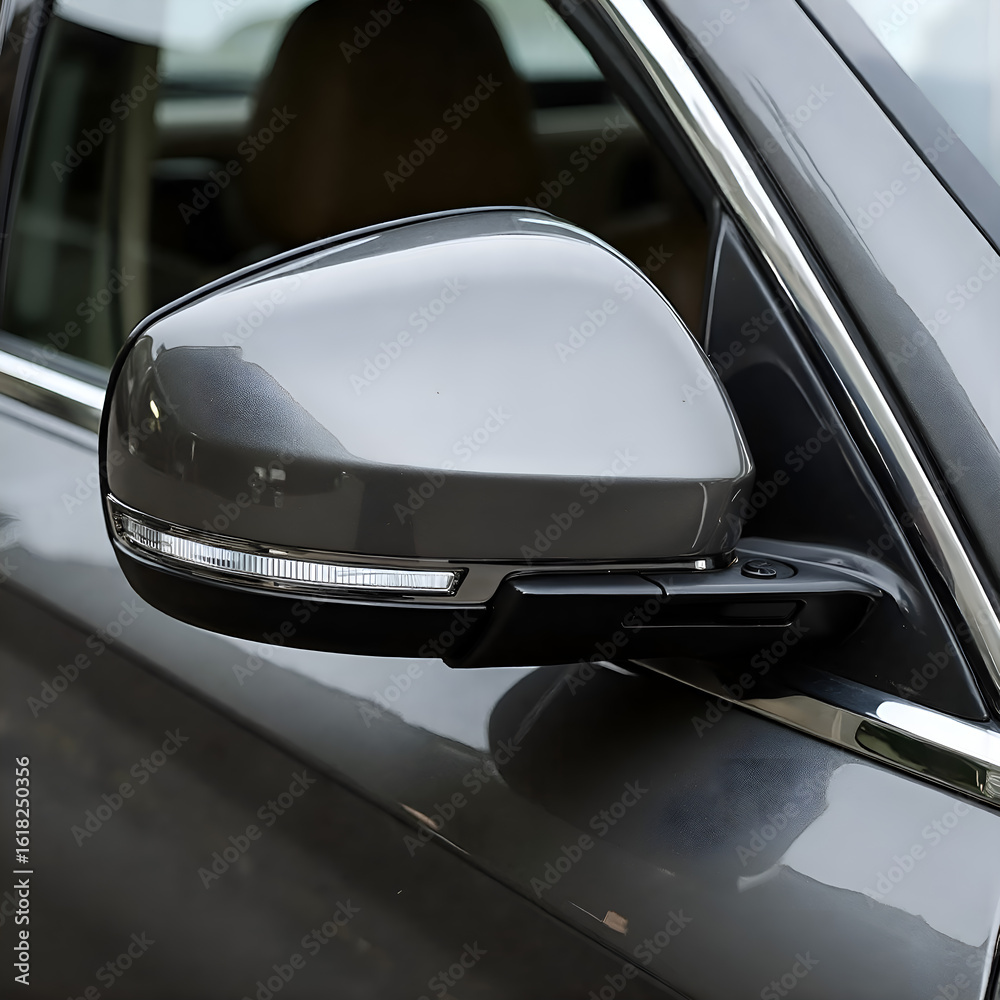 Obraz premium Closeup Modern Car Side Mirror Exterior Detail