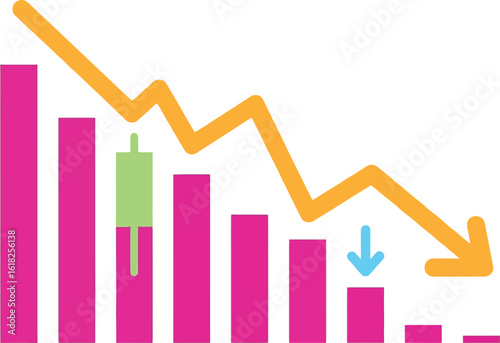 Understanding stock market crash and economic recession with financial chart decline