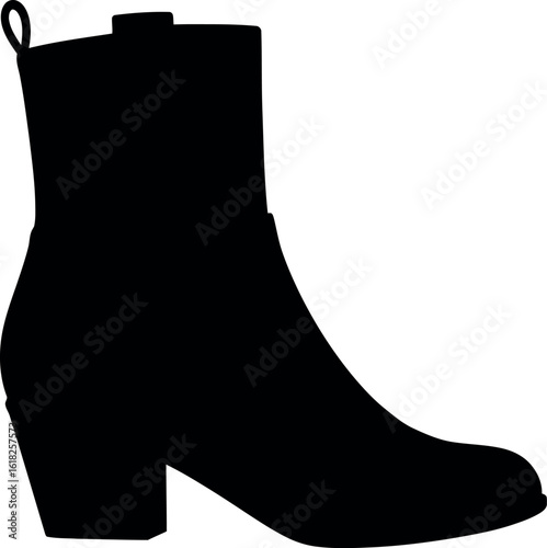 Black silhouette ankle boot with block heel