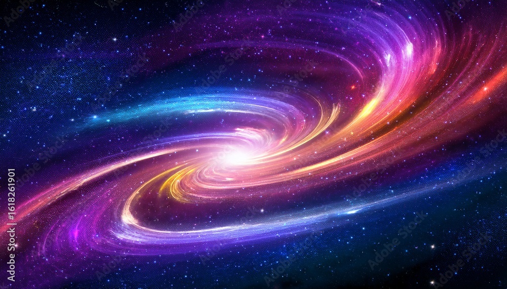 Fototapeta premium vibrant cosmic scene with swirling colors and glowing particles in a starry background