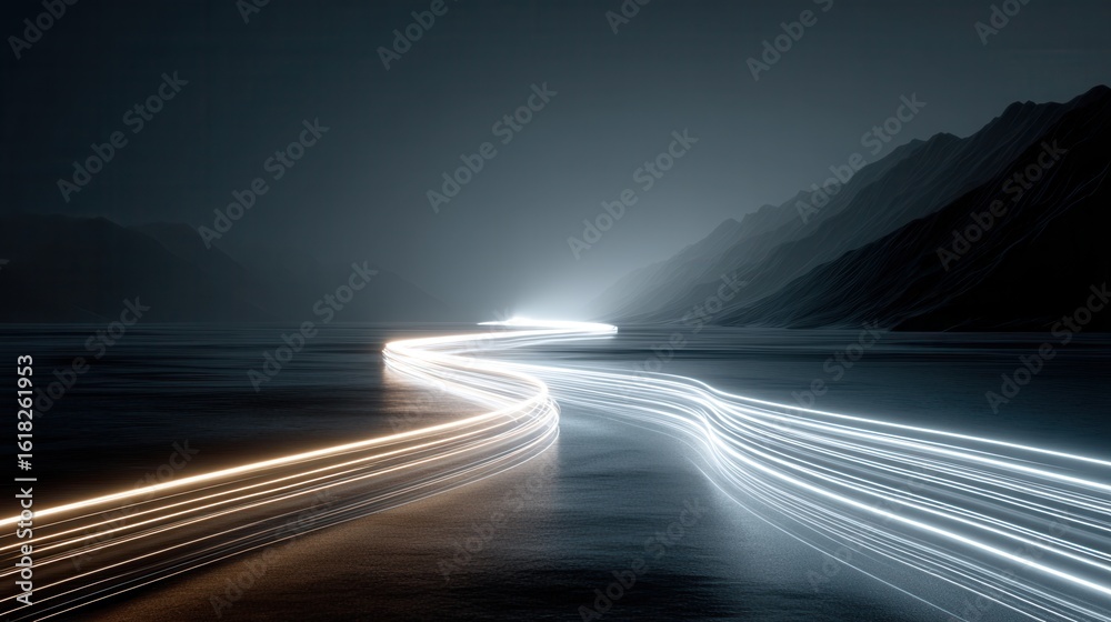 Obraz premium Abstract light trails winding pathway