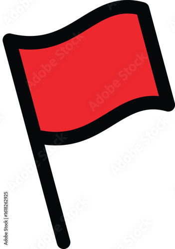 single red flag line art icon