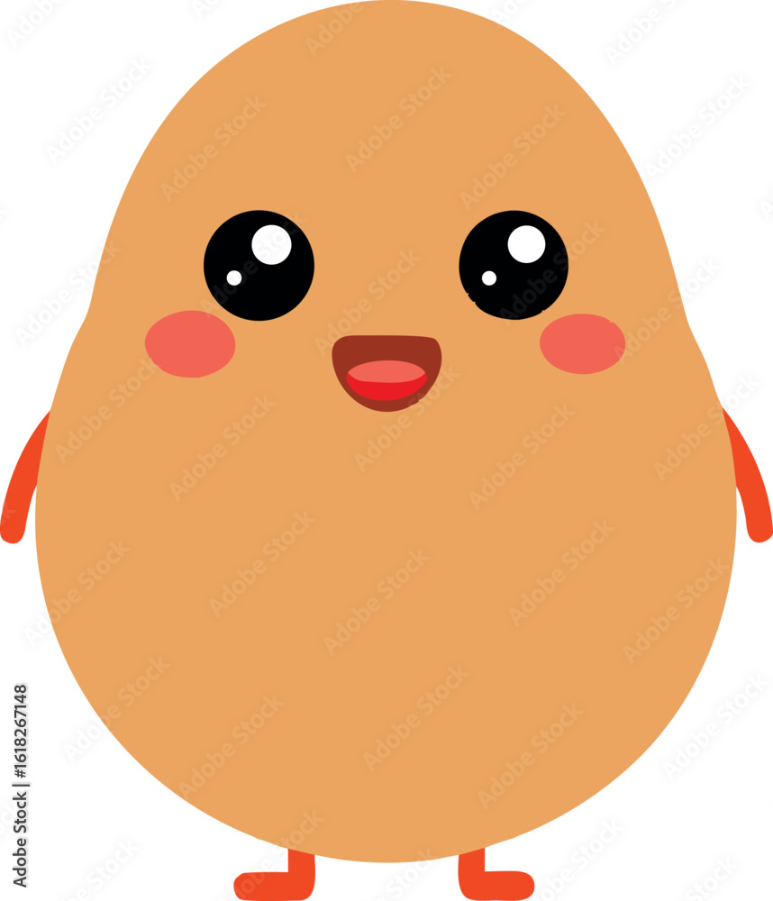 Fototapeta premium Happy Potato Mascot with Red Cheeks and Tiny Legs Vector icon isolated on transparent background