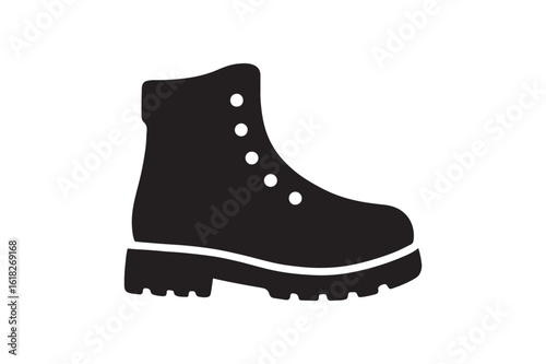 Hiking Boots icon silhouette vector with white background