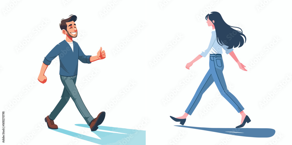 Fototapeta premium vector image of a man and a woman walking