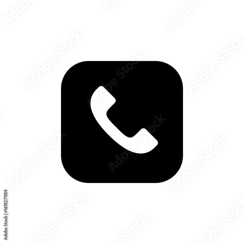 Phone or handset black rounded corner square vector icon