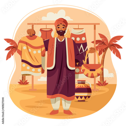 Modern Flat Composition of Middle East Life