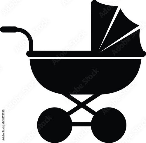 Baby Stroller Silhouette – Infant Pram Vector Illustration