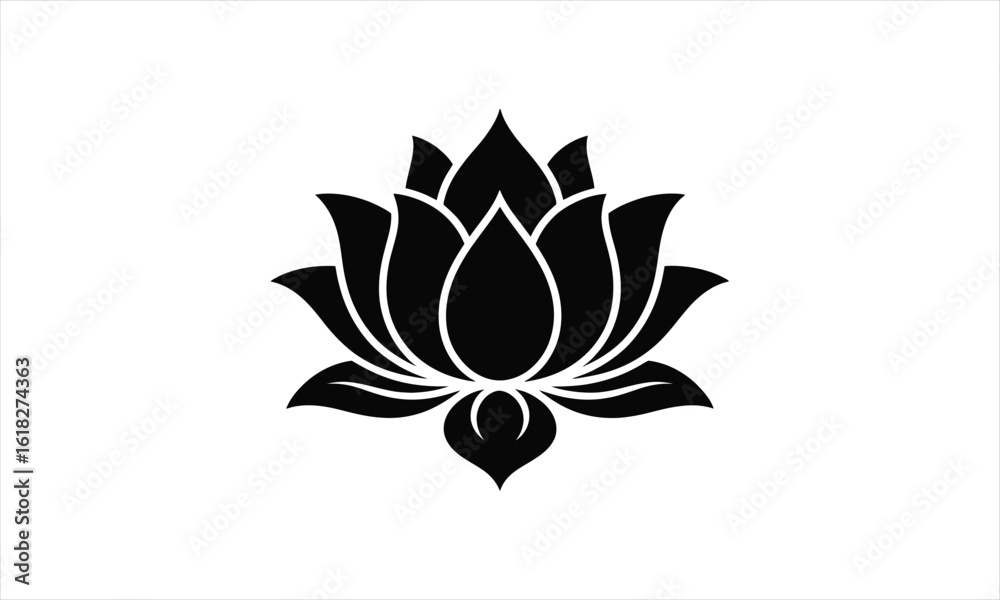 Fototapeta premium Elegant black lotus flower design silhouette