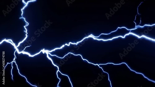 A vibrant and electrifying display of lightning against a dark backdrop, showcasing nature's powerful energy. The bolts illuminate the scene, creating a sense of awe