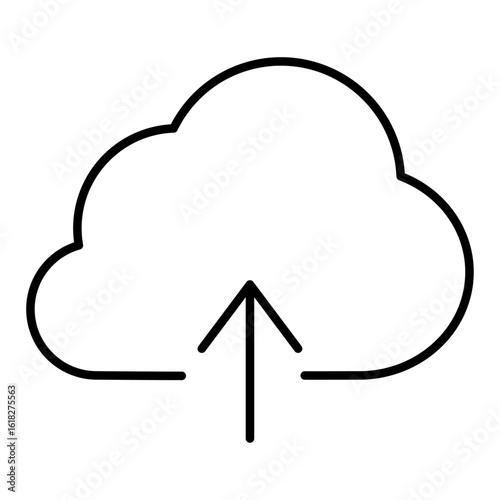 アップロードのアイコンイラスト:雲（線画）003